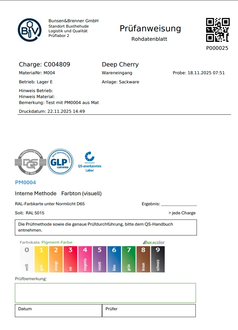 LABsBook Screenshot: Probenanlage und Etikettendruck